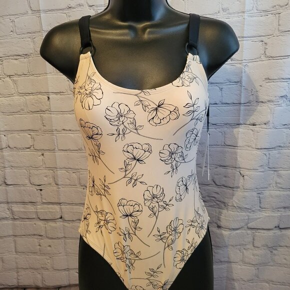 Calvin Klein Logo Rings Printed One-Piece Swimsuit Women's Swimsuit - Picture 1 of 4